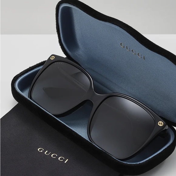 Gucci Black Gg0022s 001 Cat Eye Square Sunglasses - Picture 5 of 12